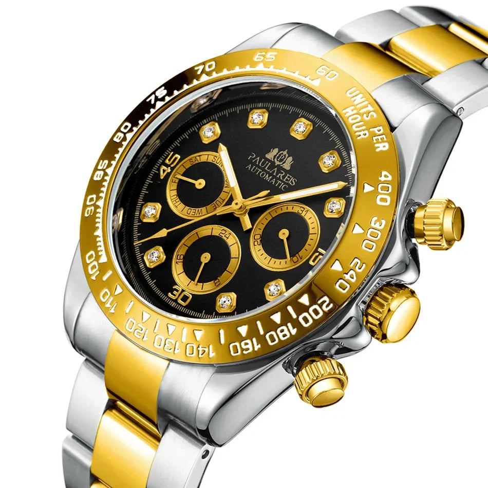 ROLEX DAYTONA WATCH ,Luxury Men's Automatic Watch: Gold & Stainless Steel with Diamonds